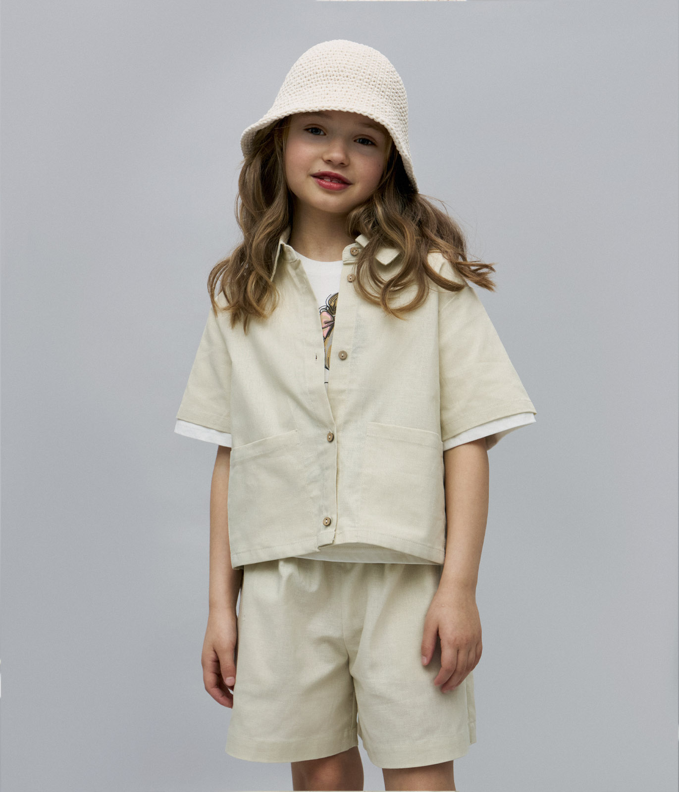 GIRLS set shorts and shirt/ Комплект детский шорты и рубашка/SS24TKG051