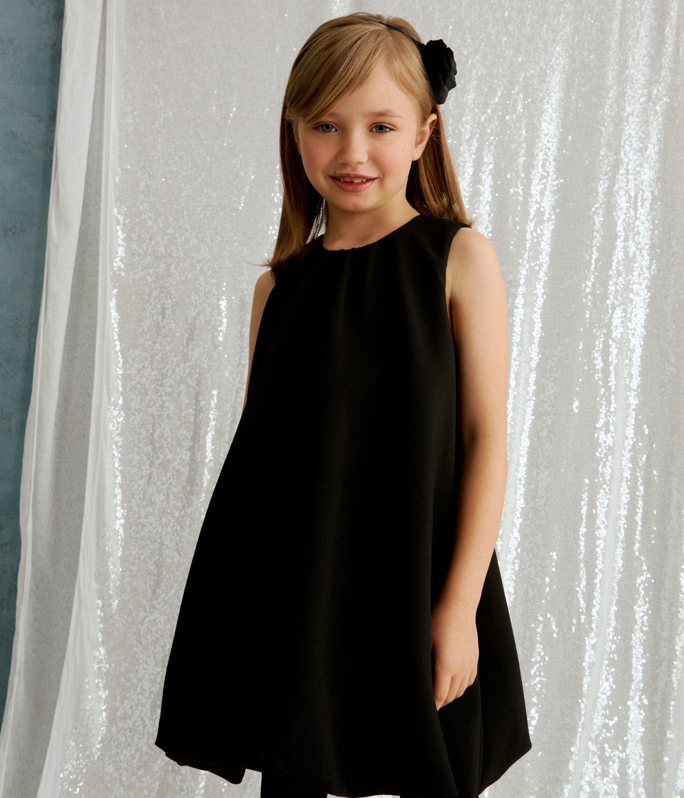 GIRLS Black Flowers dress/Платье черное для девочек/AW24TKG059