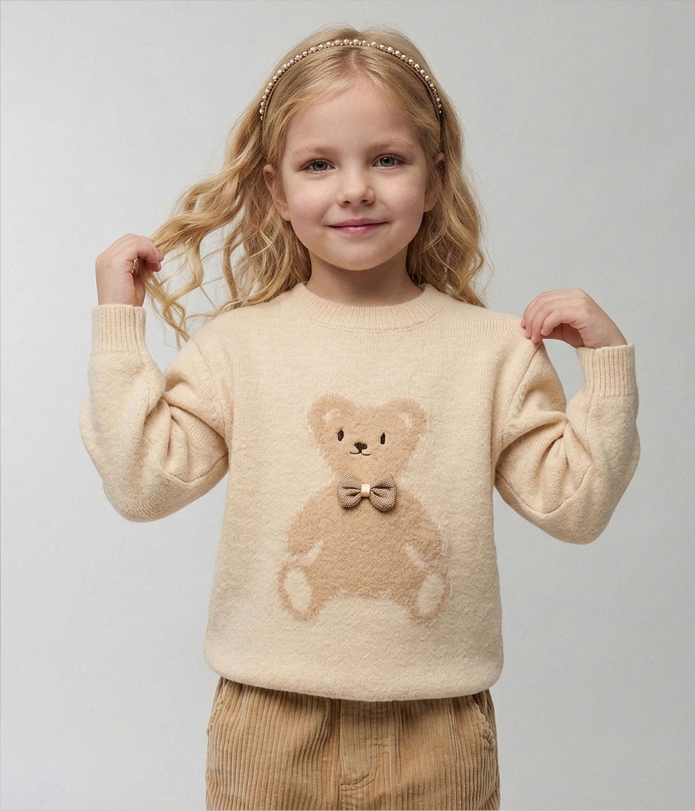 GIRLS Bear jumper knitted/Джемпер детский/AW24TKG015