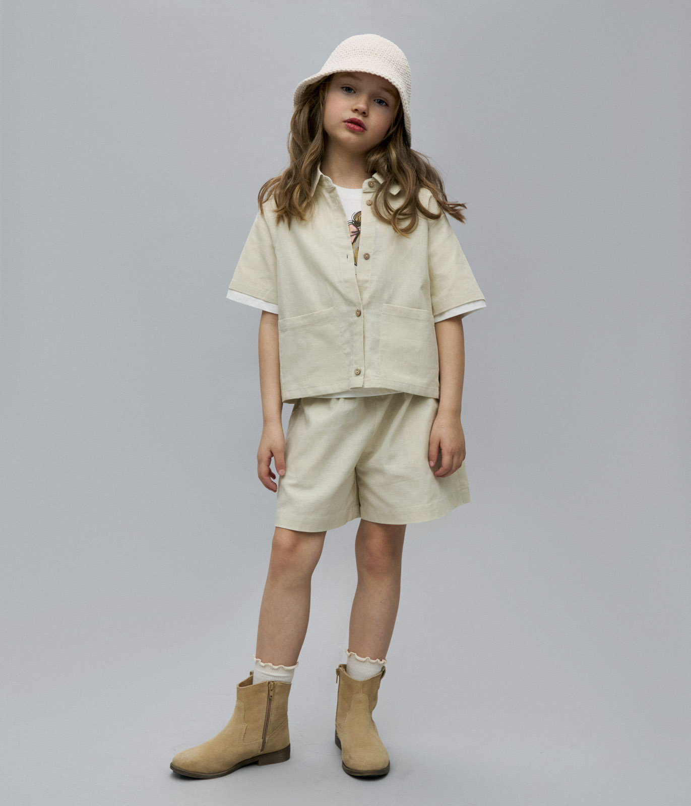 GIRLS set shorts and shirt/ Комплект детский шорты и рубашка/SS24TKG051