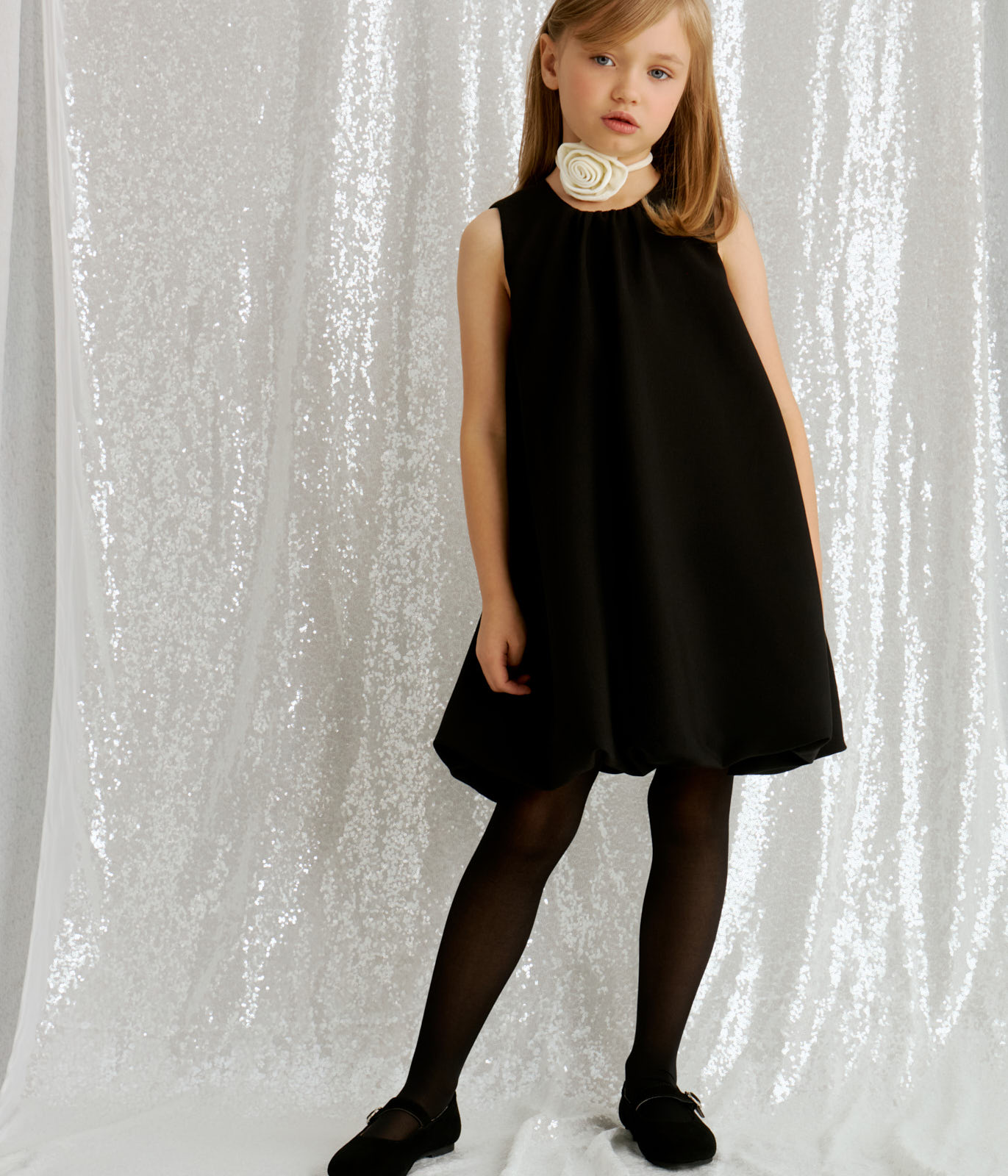 GIRLS Black Flowers dress/Платье черное для девочек/AW24TKG059