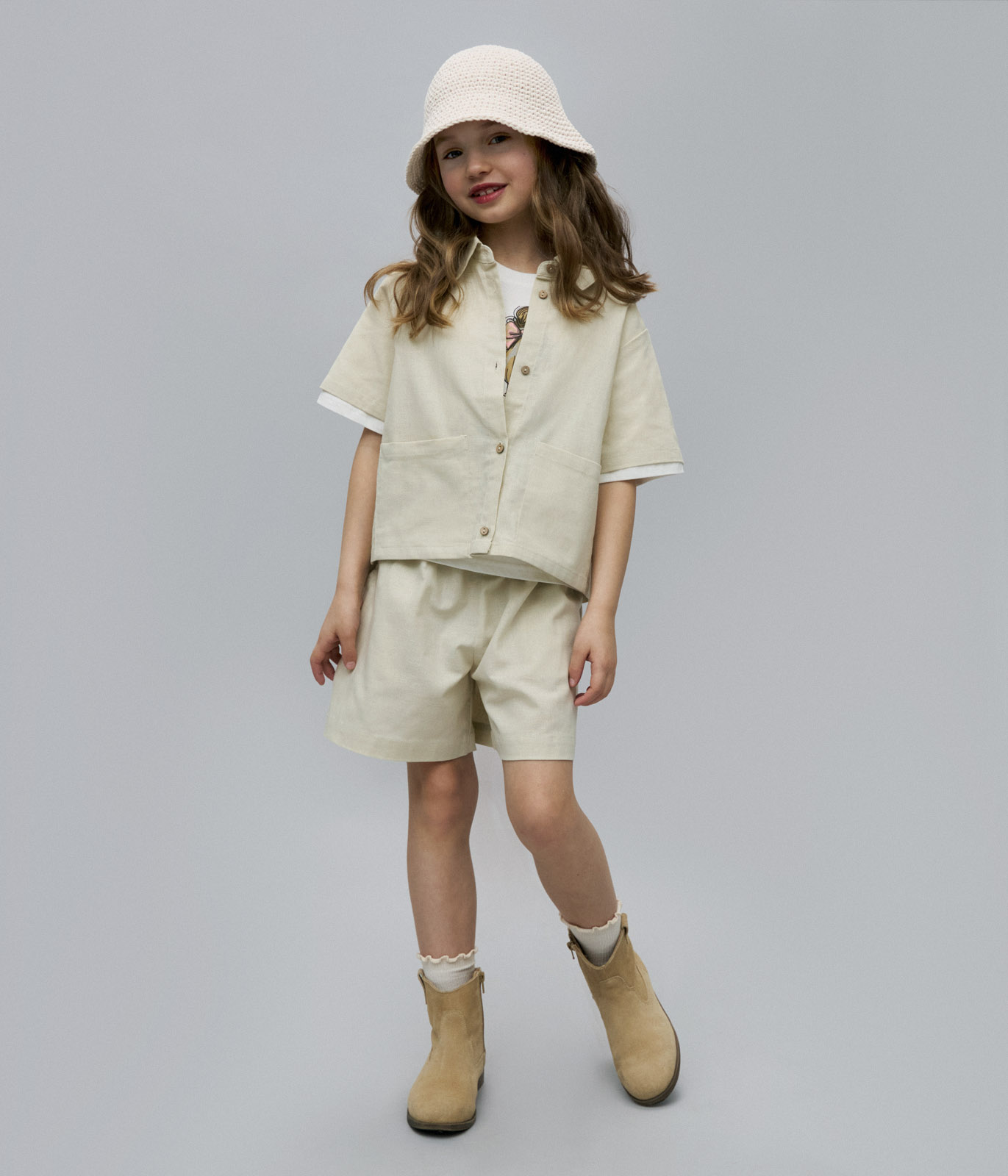 GIRLS set shorts and shirt/ Комплект детский шорты и рубашка/SS24TKG051
