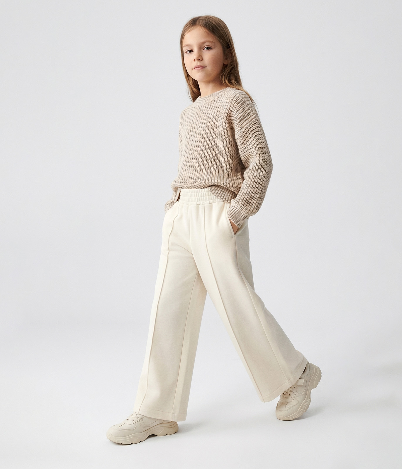 GIRLS Wide legs trousers sweat/ Брюки детские/SS24TKG032