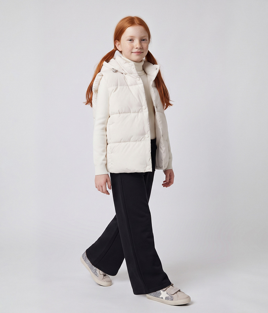 GIRLS Padded vest/Детский утепленный жилет /SS25TKG002  молочный