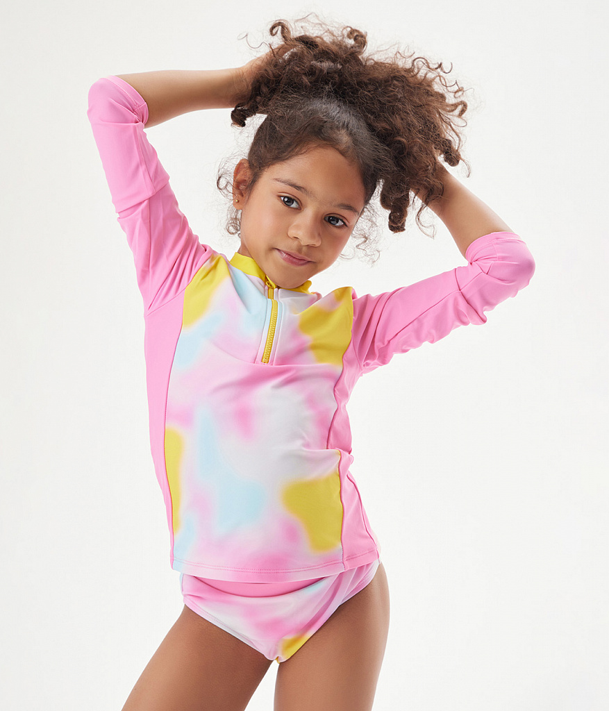 GIRLS set sunsafe LS tee and monokini/ Купальник детский/SS24TKG106 розовый