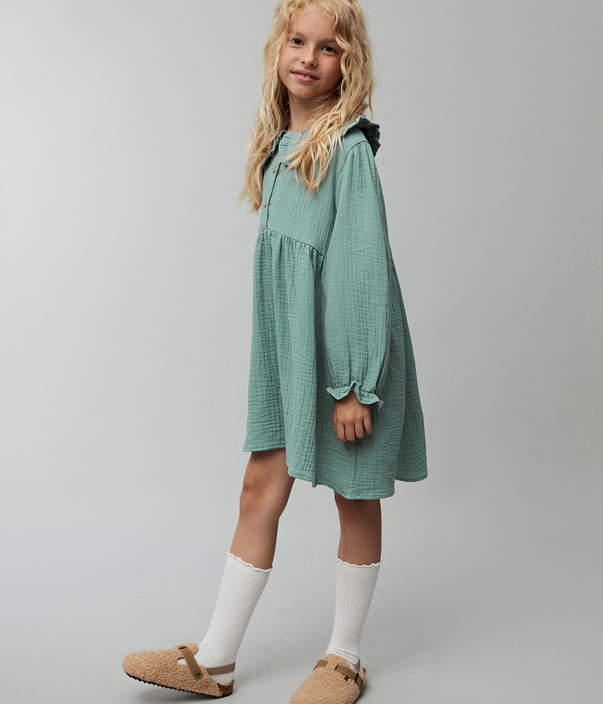 GIRLS dress/ Платье детское/AW23TKG030 изумруд