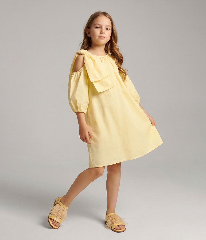 GIRLS poplin dress SS/Платье детское/SS24TKG094 желтый