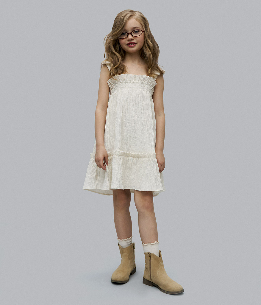 GIRLS Dress/Платье детское /SS25TKG032 молочный
