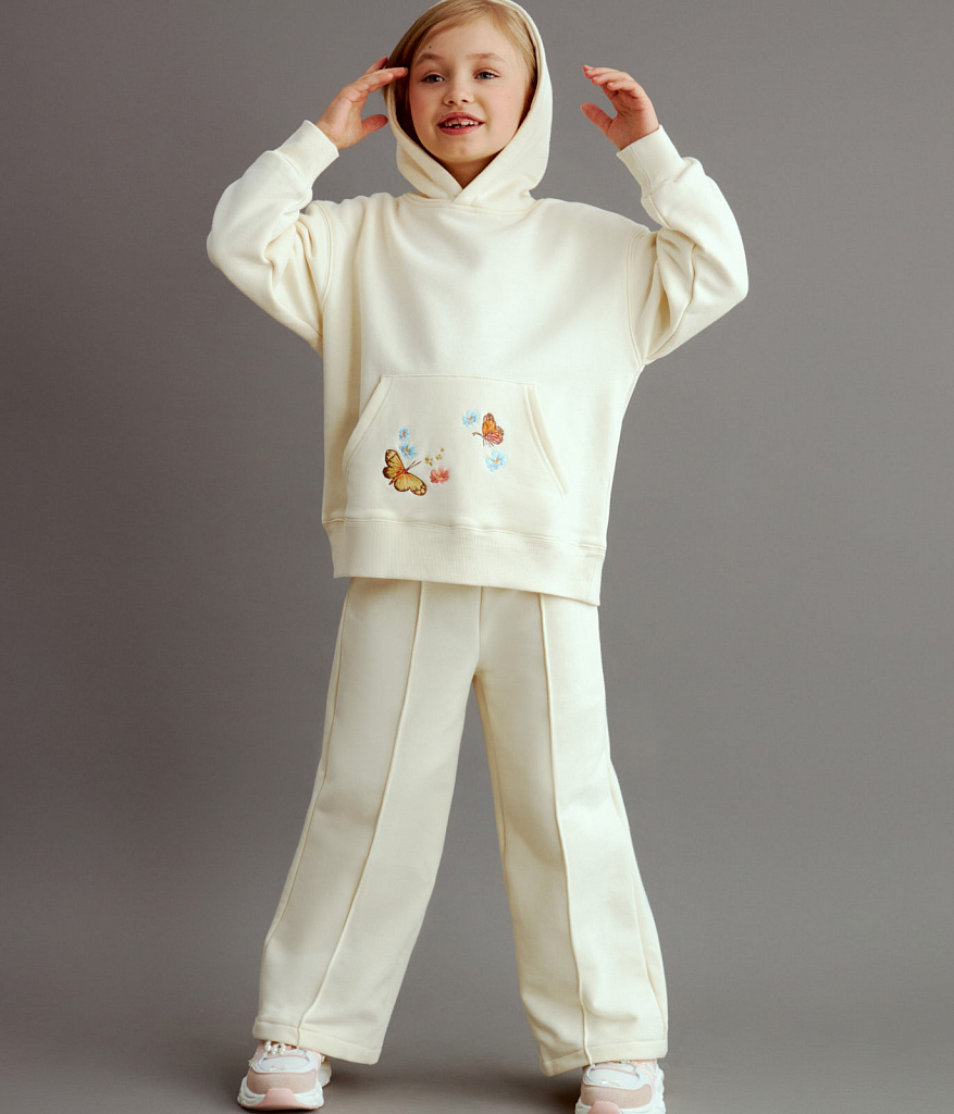 GIRLS Wide legs trousers sweat/ Брюки детские/SS24TKG032 молочный