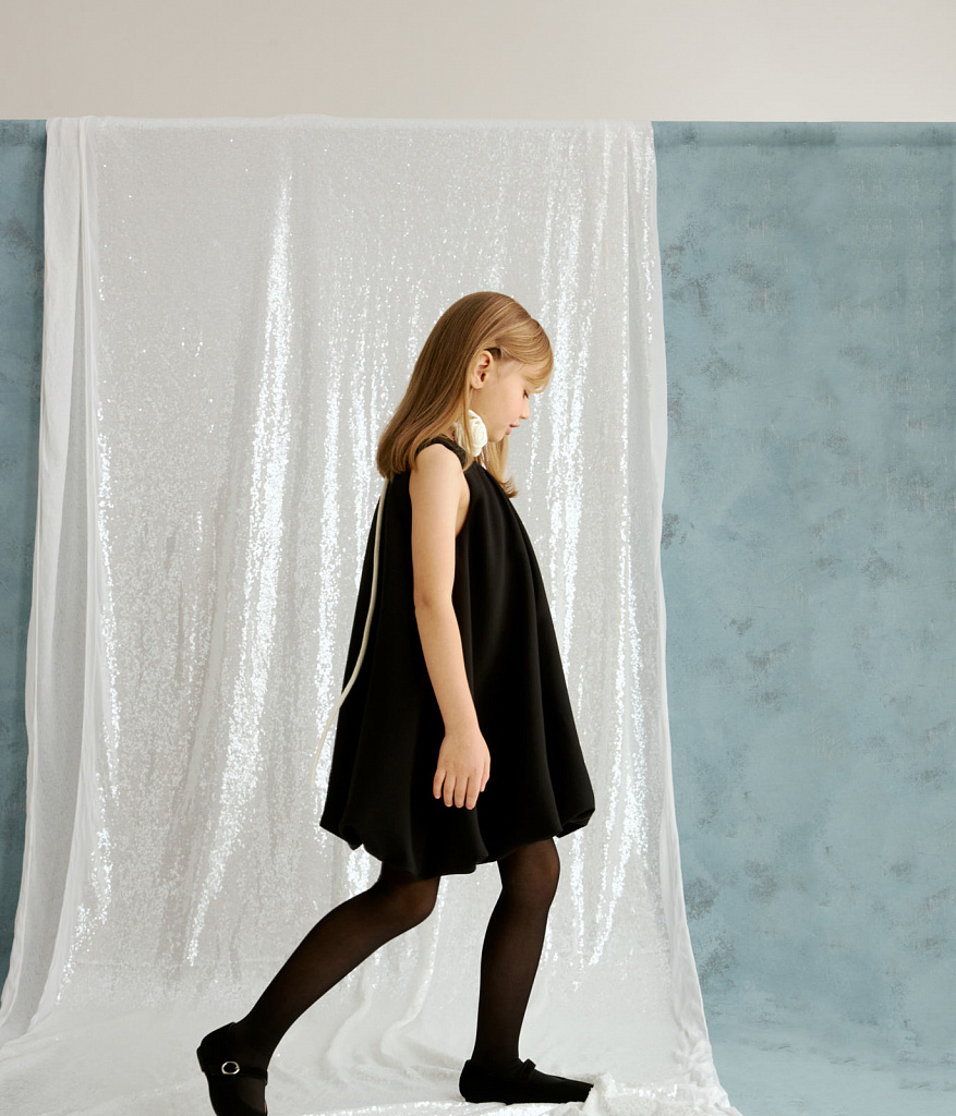 GIRLS Black Flowers dress/Платье черное для девочек/AW24TKG059 черный