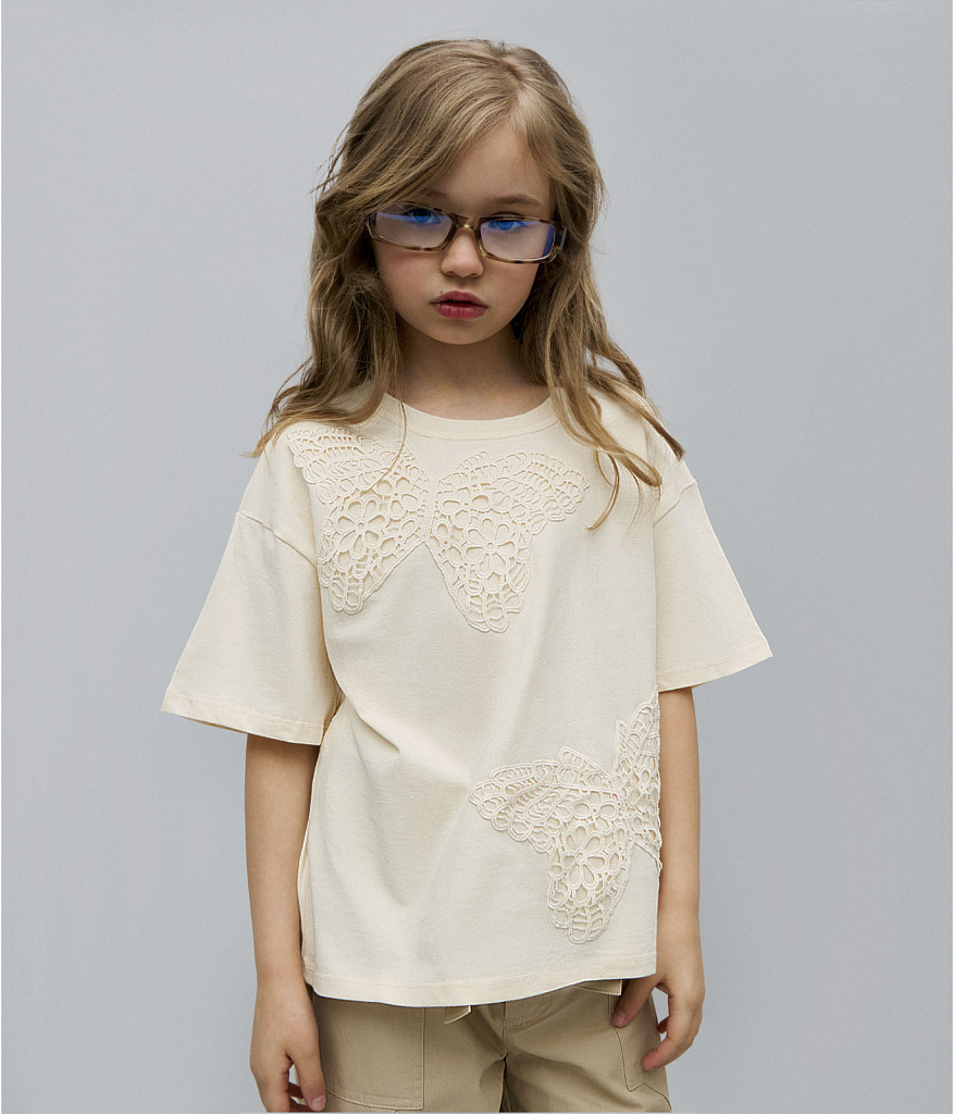 GIRLS Tee SS/ Футболка детская к/р/SS24TKG038 молочный