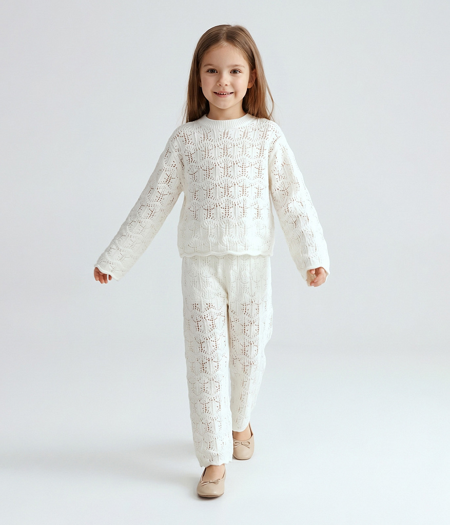 GIRLS trousers knitted/Брюки детские/SS24TKG031 молочный