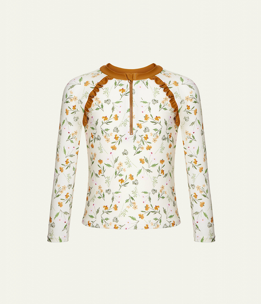 GIRLS Swim tee LS/ Футболка для плавания детская/SS24TKG049 молочный