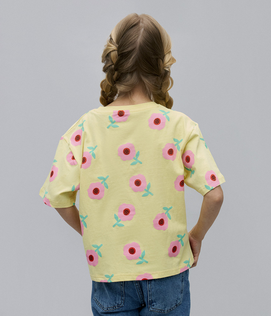GIRLS AOP flowers tee SS/ Футболка детская к/р/SS24TKG036 желтый