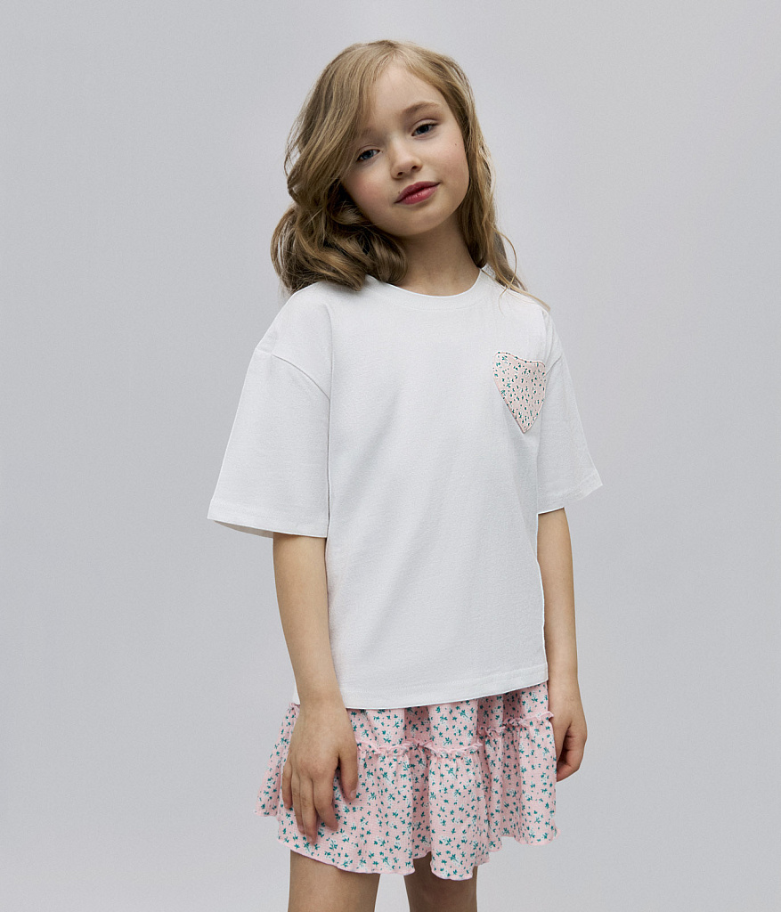 GIRLS Heart pocket tee SS/ Футболка детская к.р./SS24TKG035 белый