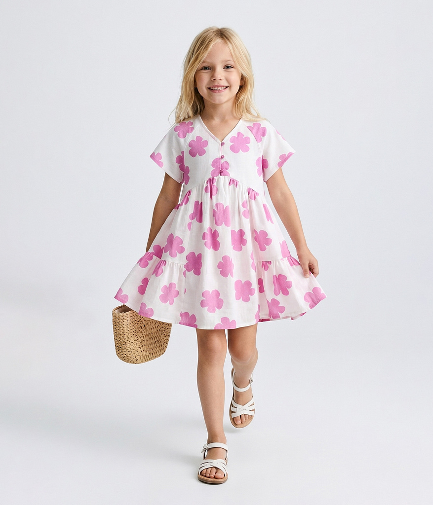 GIRLS Dress/ Платье детское/SS24TKG003 белый