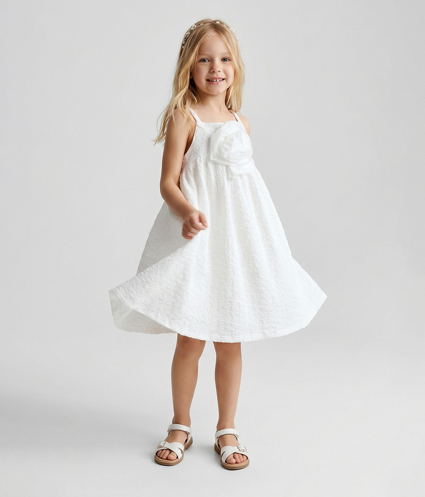 GIRLS bow dress SS/Платье детское/SS24TKG085 белый