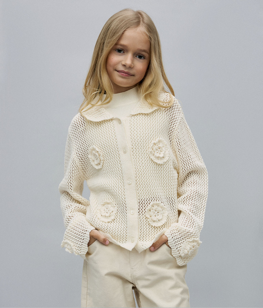 GIRLS cardigan/Кардиган детский/SS25TKG042  молочный