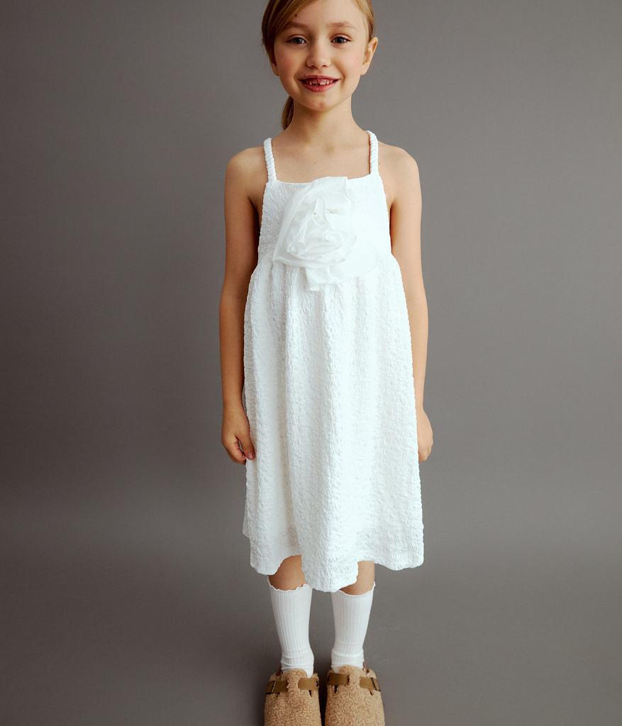 GIRLS bow dress SS/Платье детское/SS24TKG085 белый