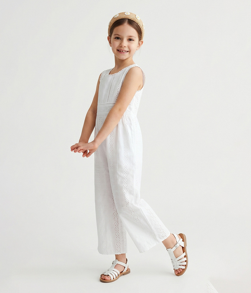 GIRLS embroidery dungaree/ Комбинезон детский/SS24TKG024 белый