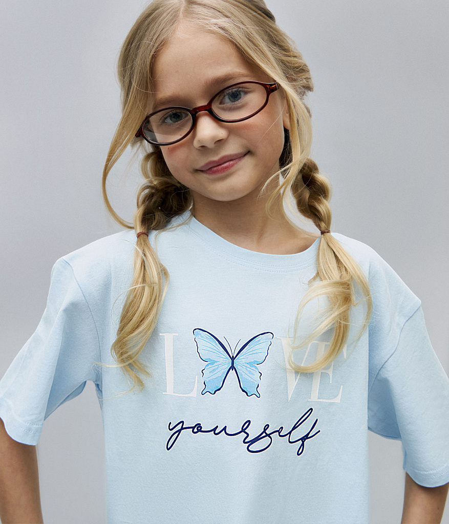 GIRLS Butterfly tee SS/ Футболка детская к/р/SS24TKG079 голубой