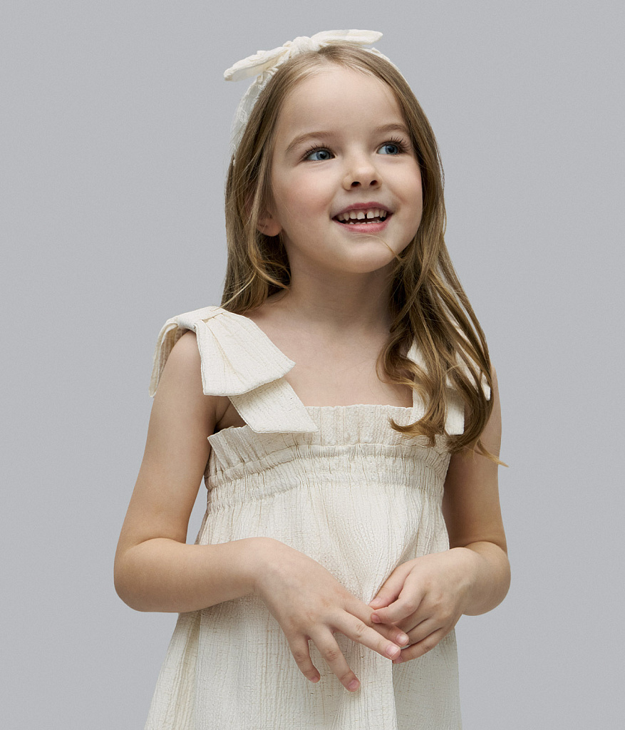 GIRLS Dress/Платье детское /SS25TKG032 молочный