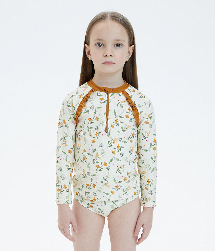 GIRLS Swim tee LS/ Футболка для плавания детская/SS24TKG049 молочный