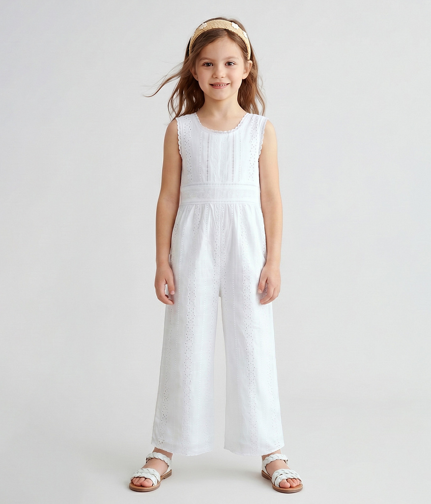 GIRLS embroidery dungaree/ Комбинезон детский/SS24TKG024 белый