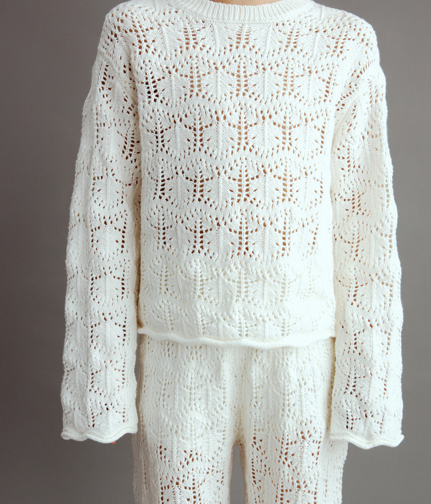 GIRLS jumper knitted/Джемпер детский/SS24TKG030 молочный
