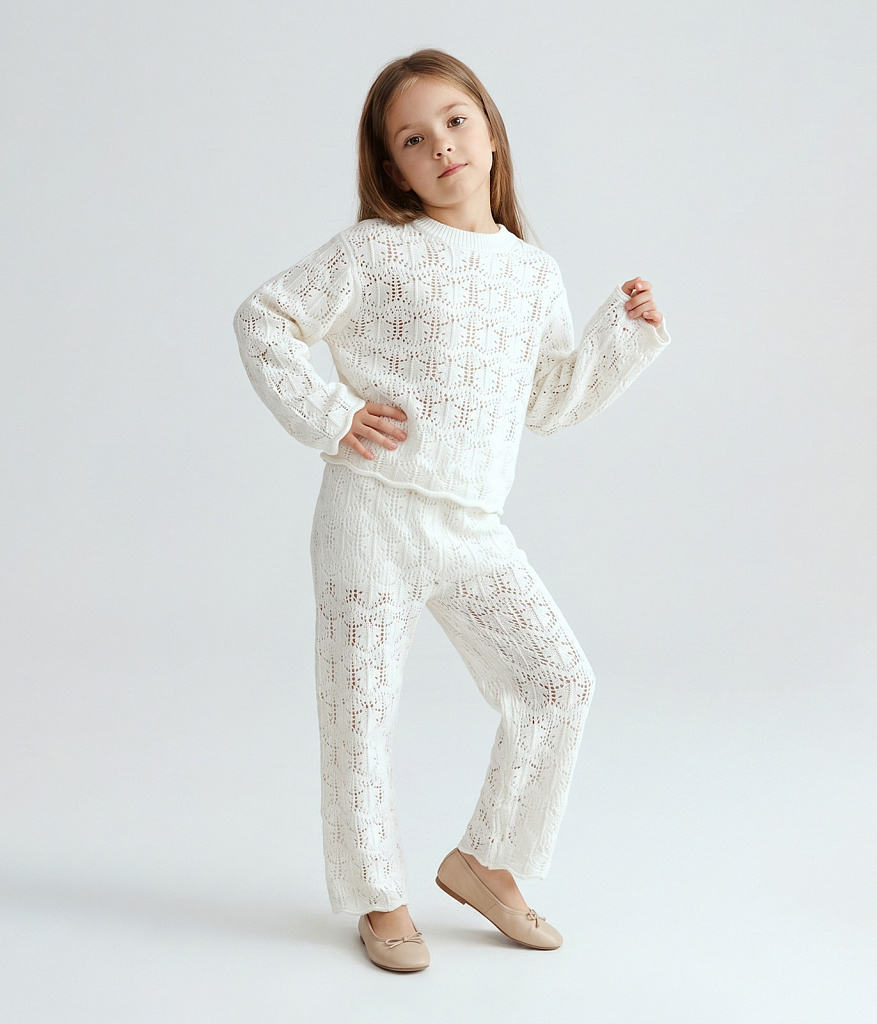 GIRLS jumper knitted/Джемпер детский/SS24TKG030 молочный