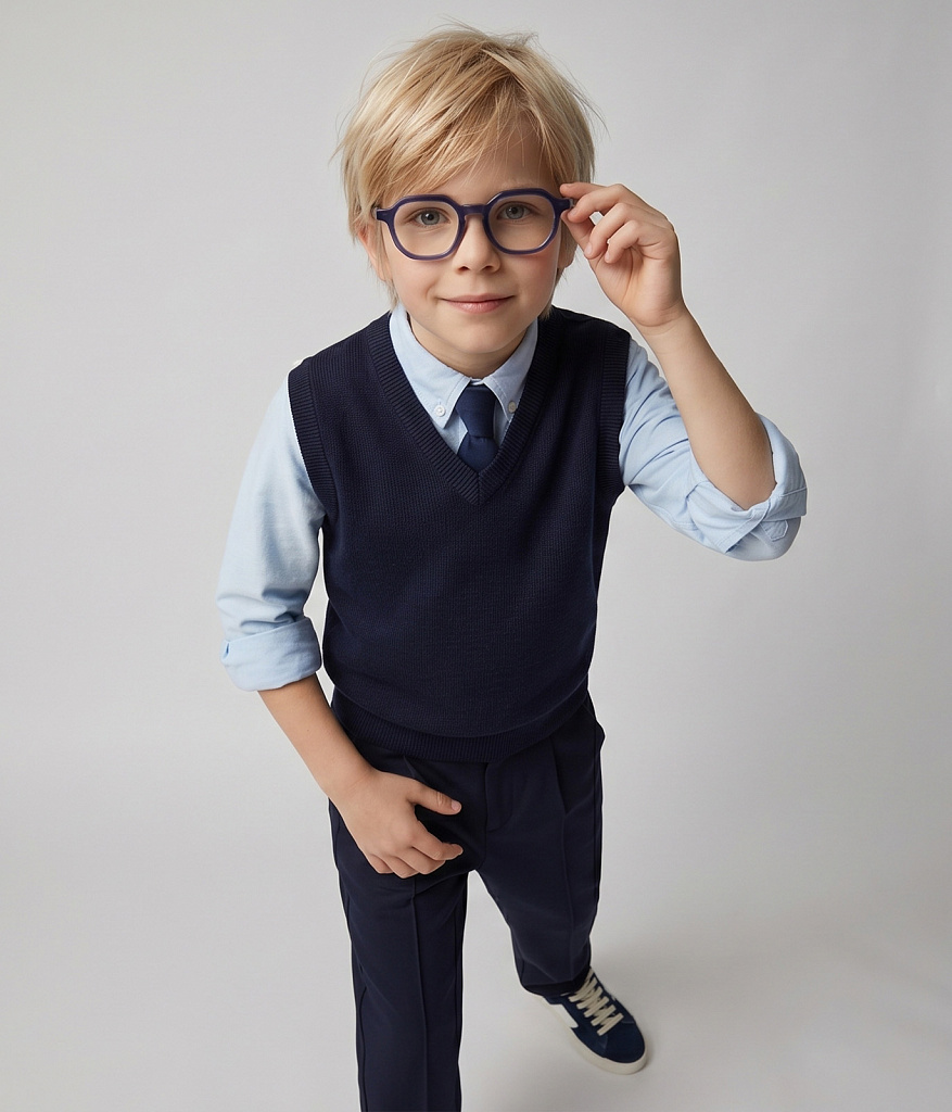 BOYS V-neck vest knitted/ Жилет детский/AW24TKB002 синий