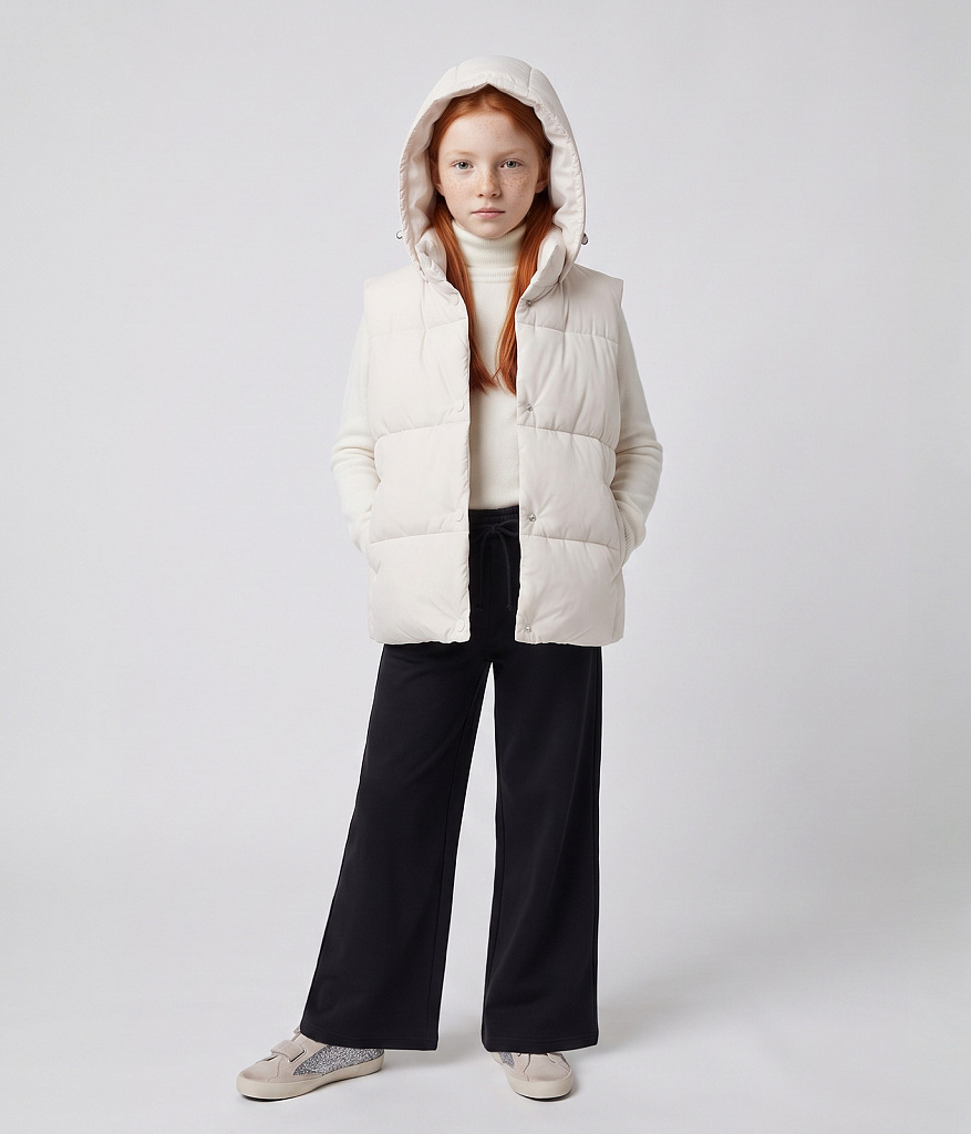 GIRLS Padded vest/Детский утепленный жилет /SS25TKG002  молочный