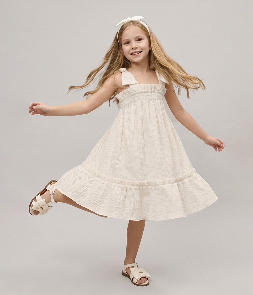 GIRLS Dress/Платье детское /SS25TKG032 молочный