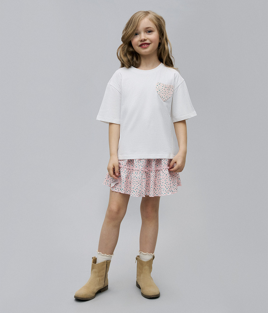 GIRLS Heart pocket tee SS/ Футболка детская к.р./SS24TKG035 белый
