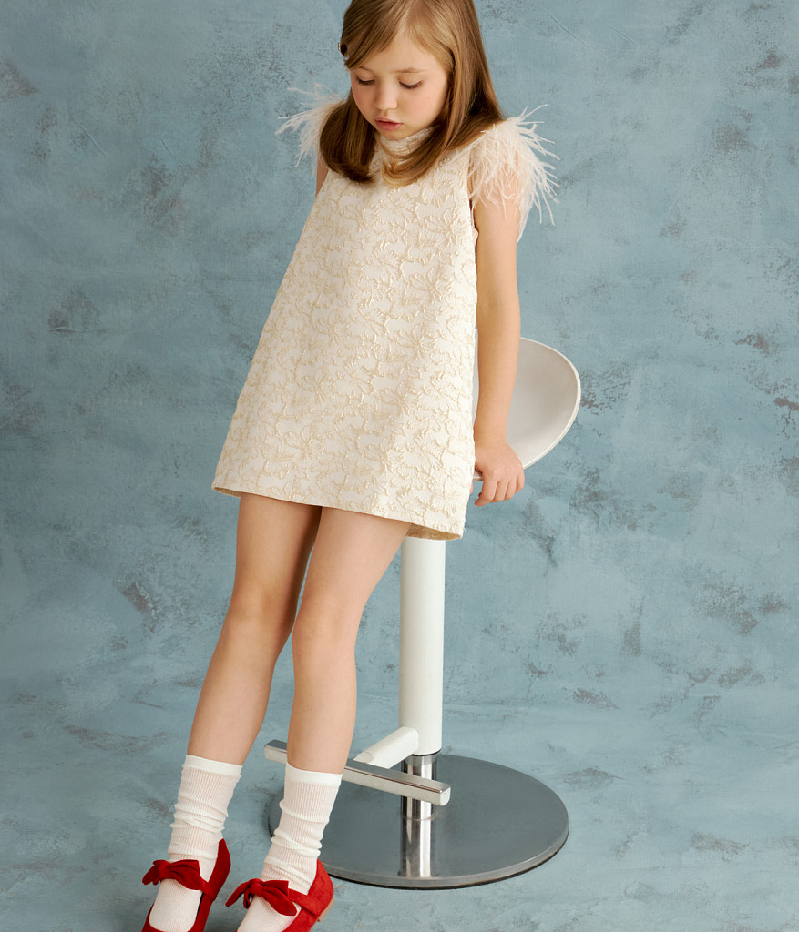 GIRLS Jacquard dress/ Платье детское/AW23TKG058 золото