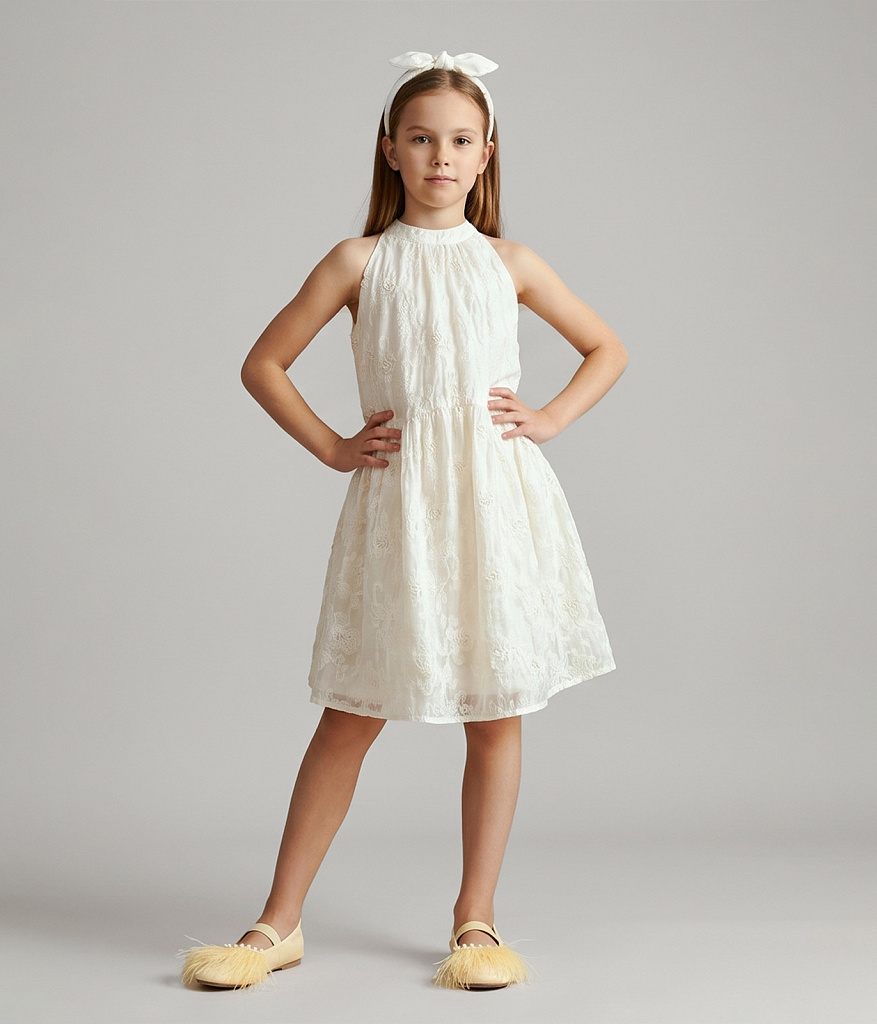 GIRLS Dress/ Платье детское/SS24TKG001 молочный